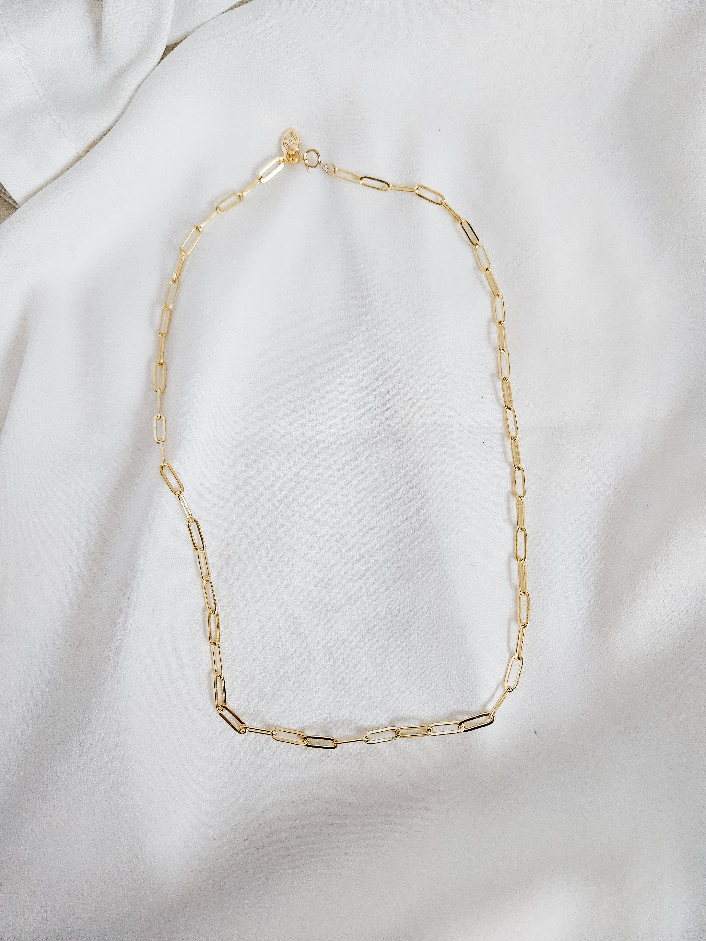 Gold paperclip chain necklace