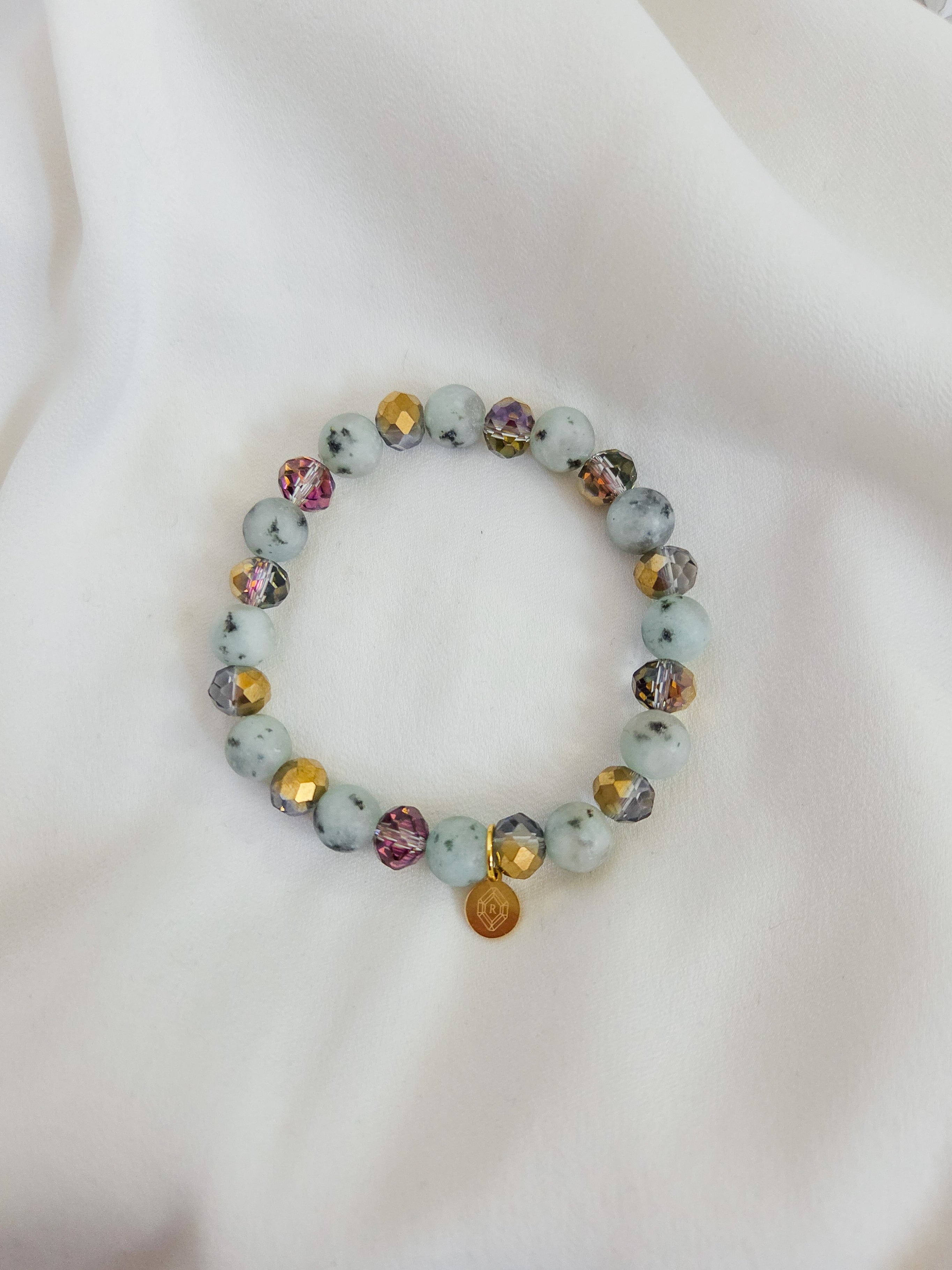 Sally bracelet, gemstone bracelet, matte lotus jasper