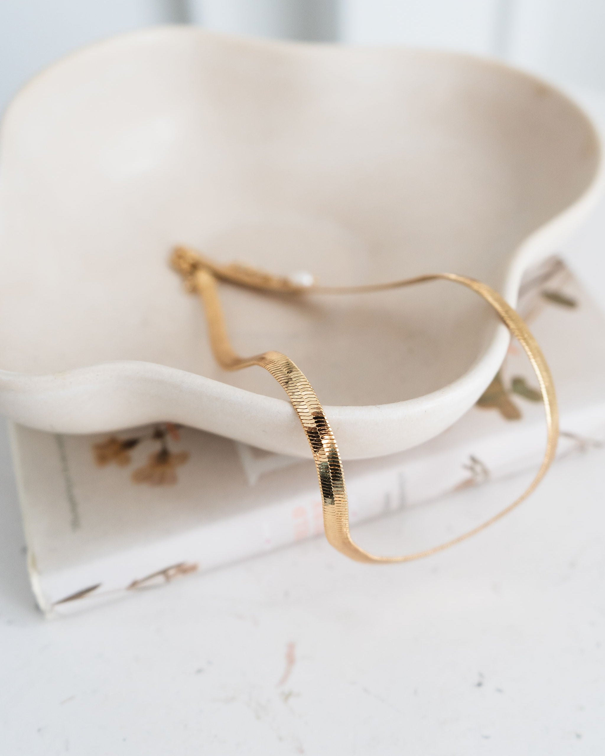 Gold plated stainless steel herringbone necklace