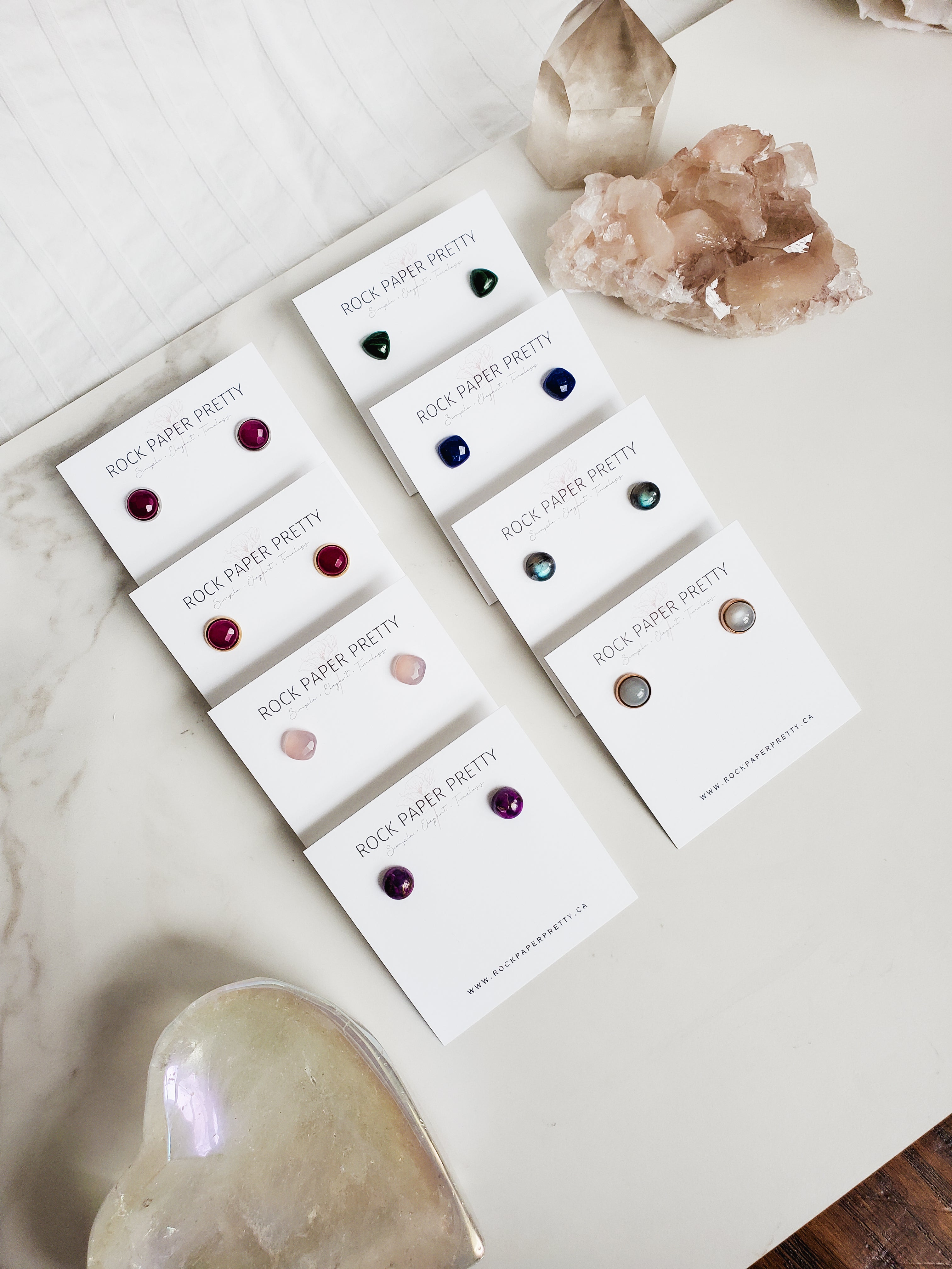 Pink chalcedony studs