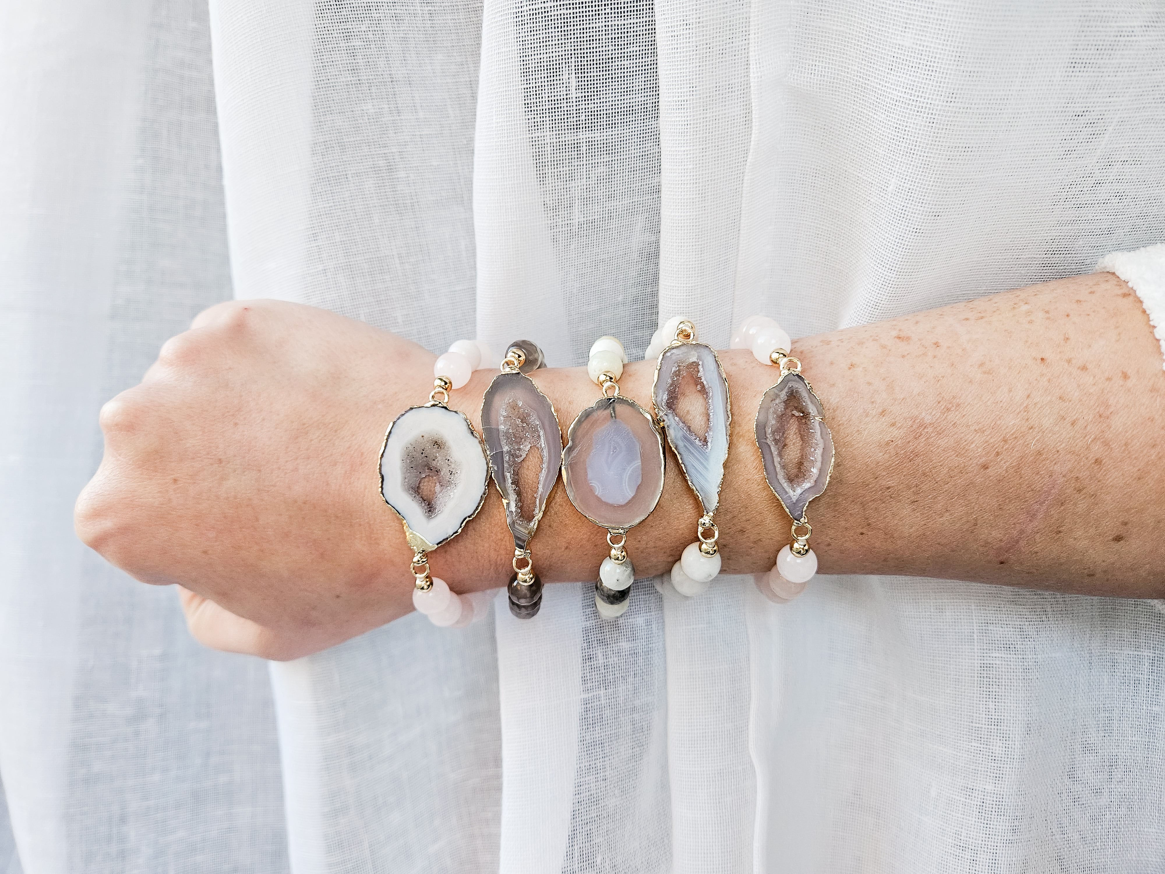 Agate geode gemstone bracelets