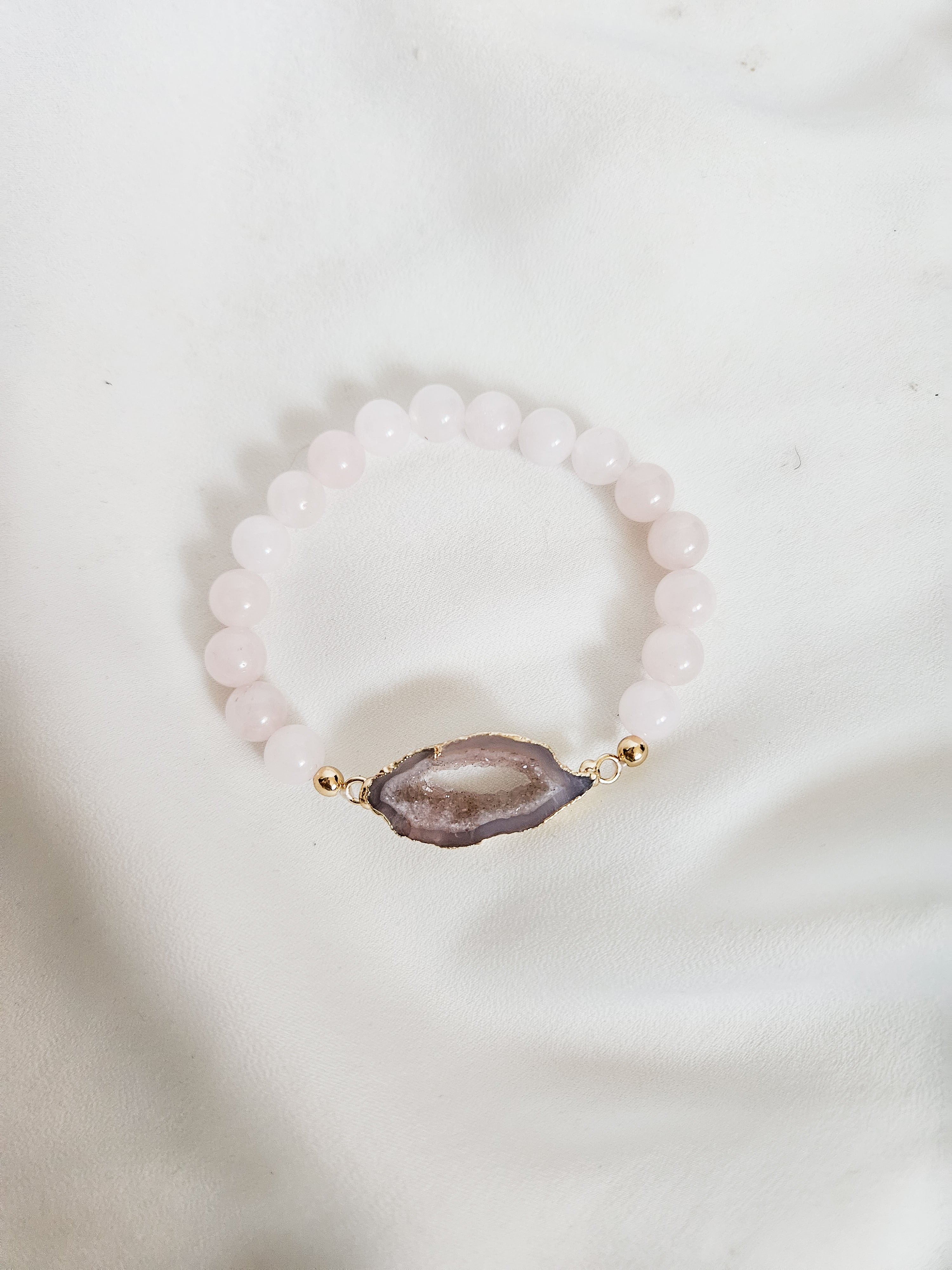 Rose Quartz and Agate connector bracelet