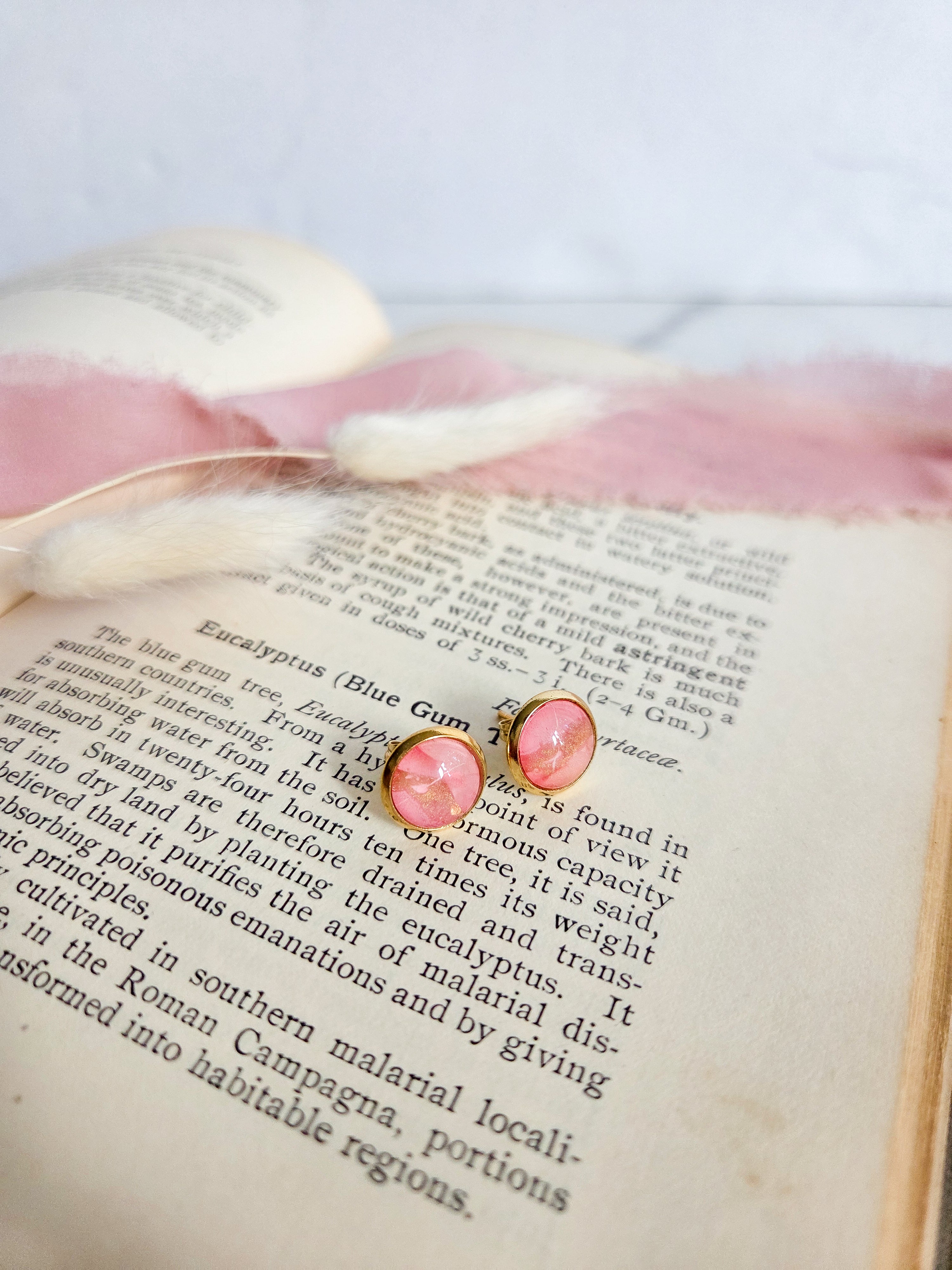 Alcohol Ink Earrings - Gold