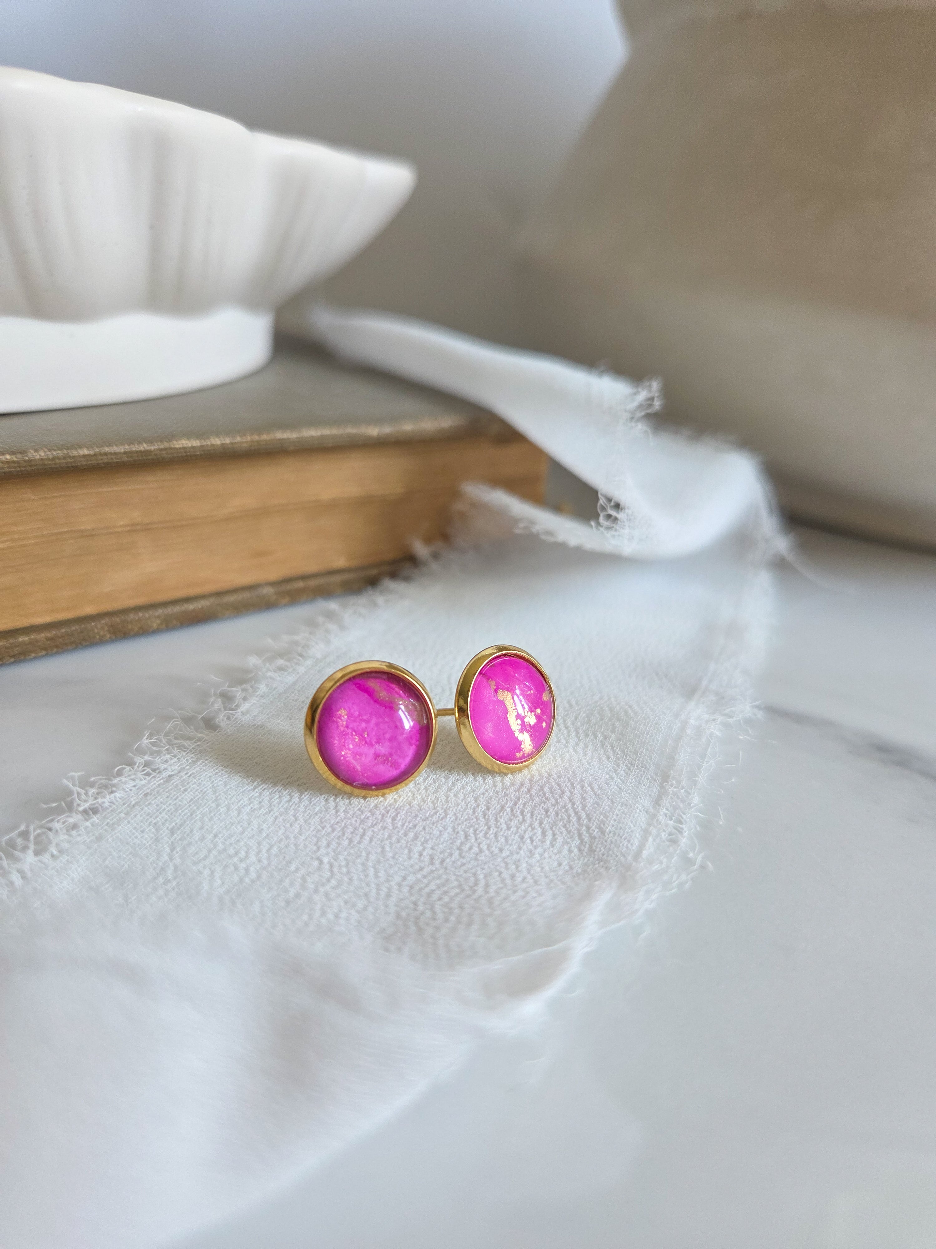 Alcohol Ink Earrings - Gold
