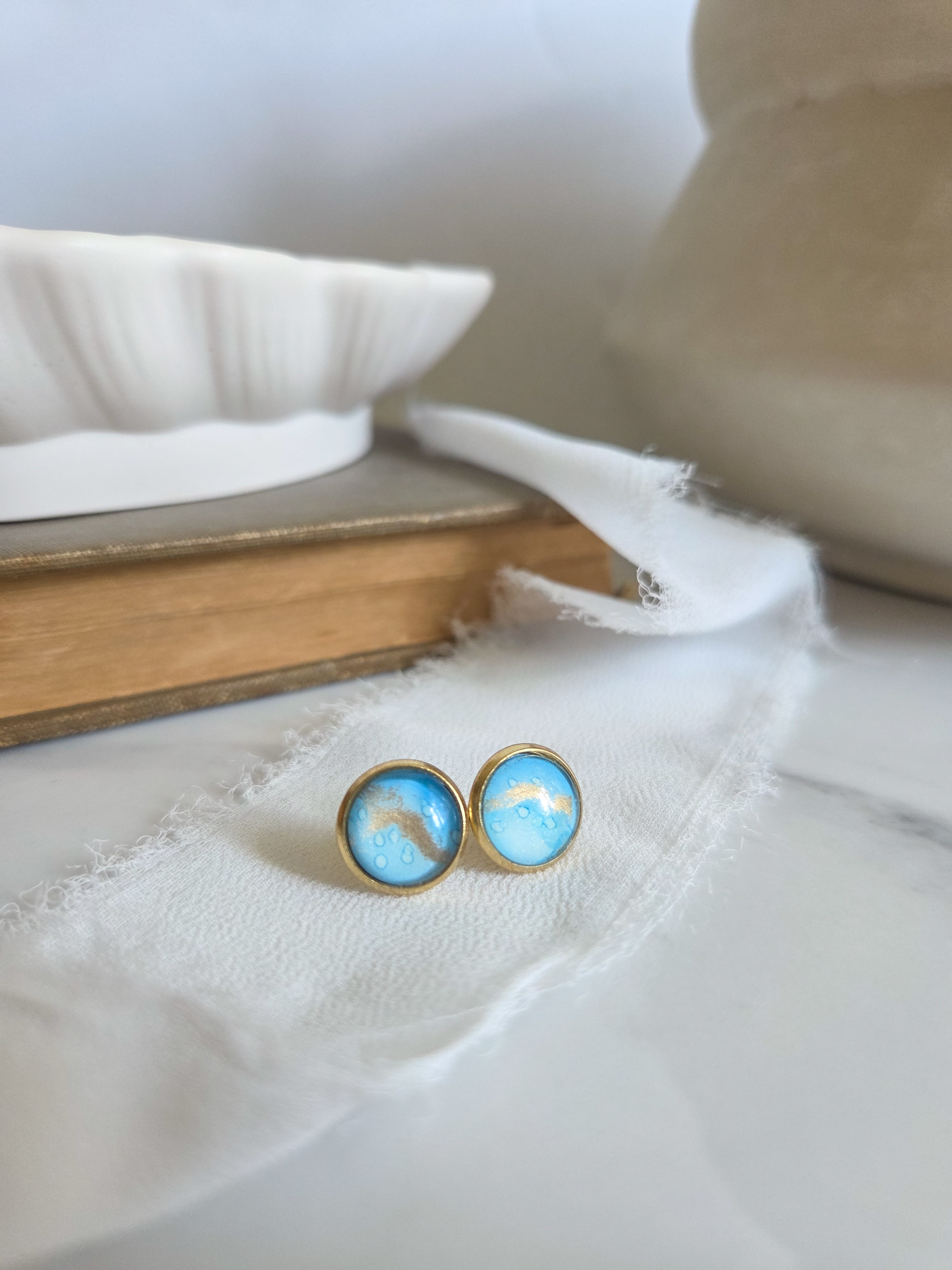 Alcohol Ink Earrings - Gold