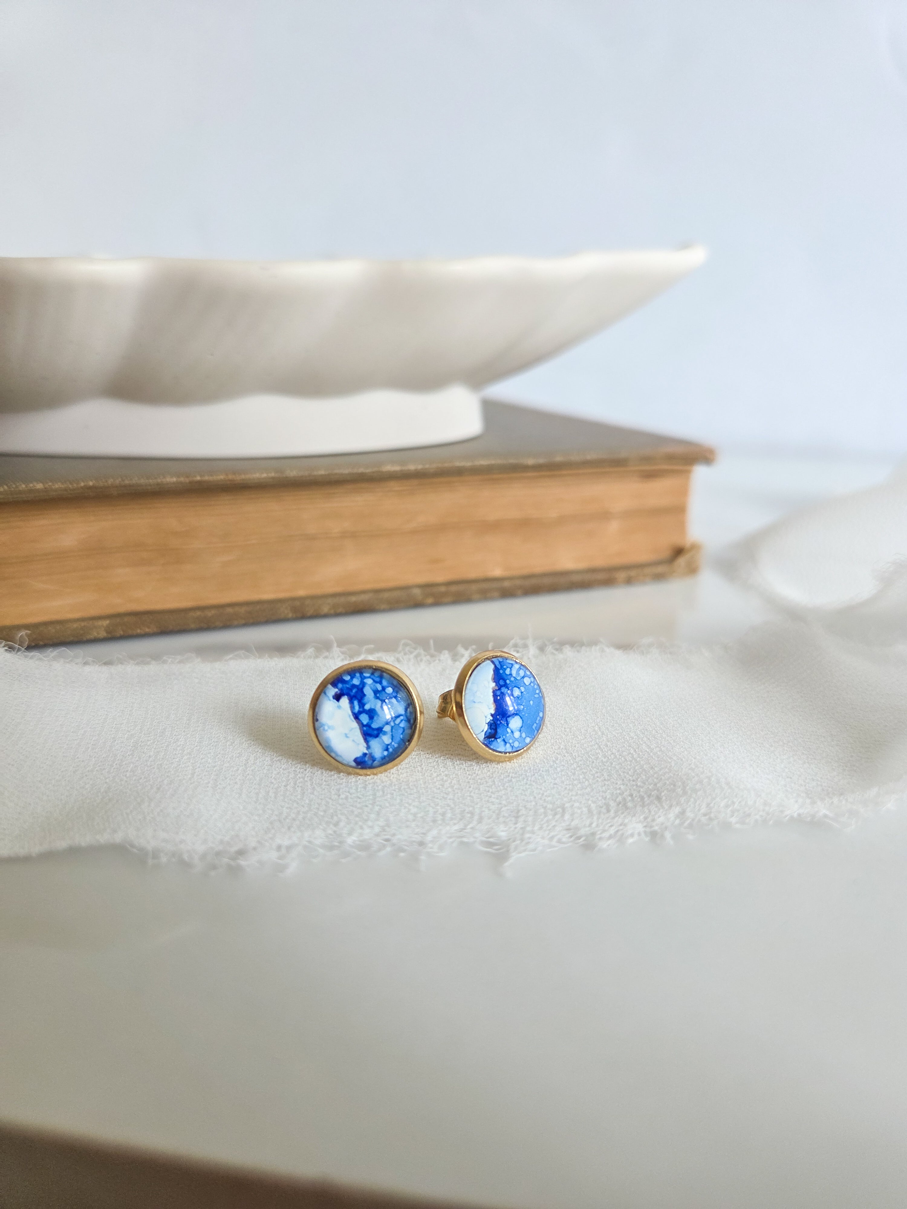 Alcohol Ink Earrings - Gold