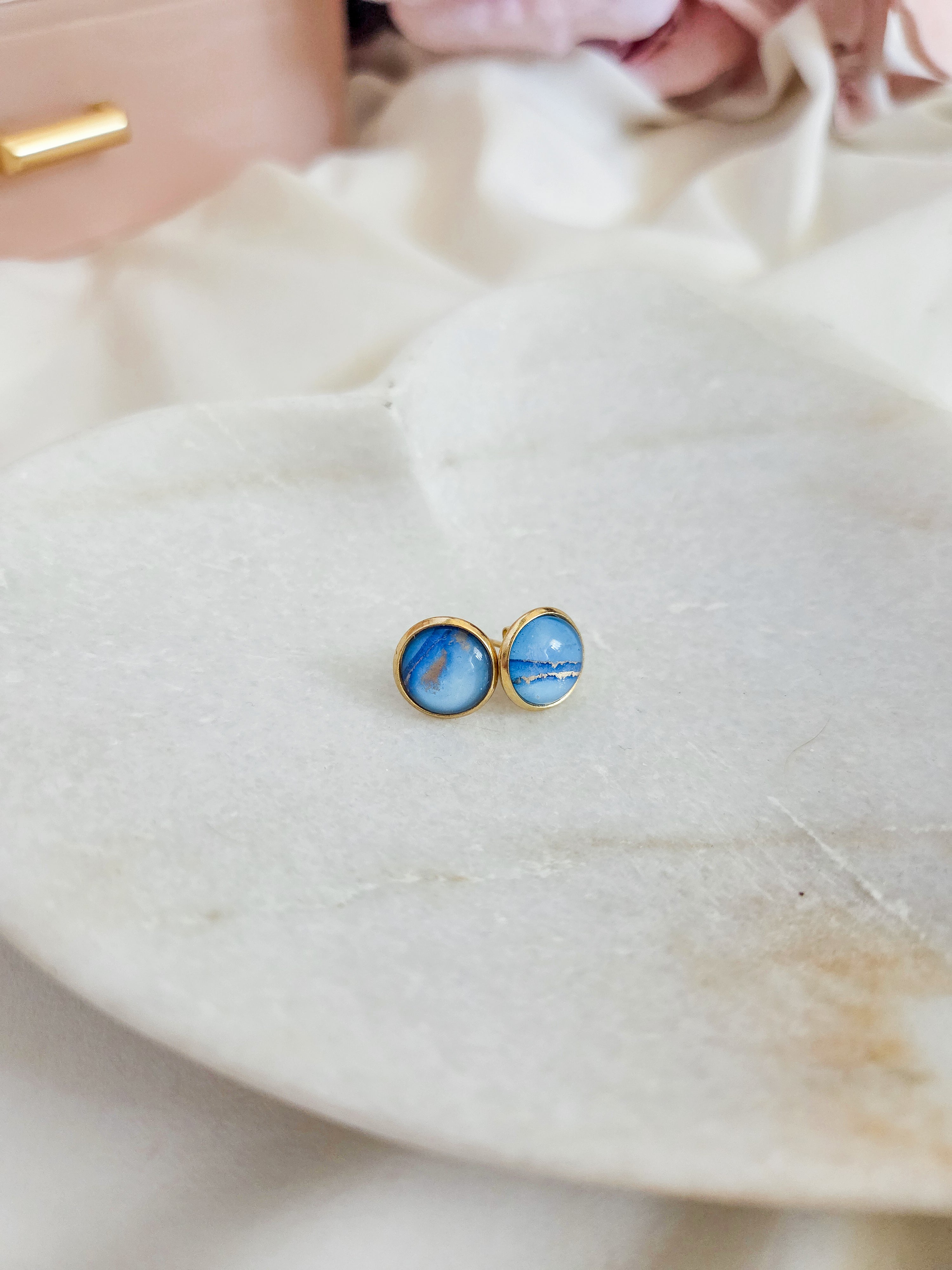Alcohol Ink Earrings - Gold