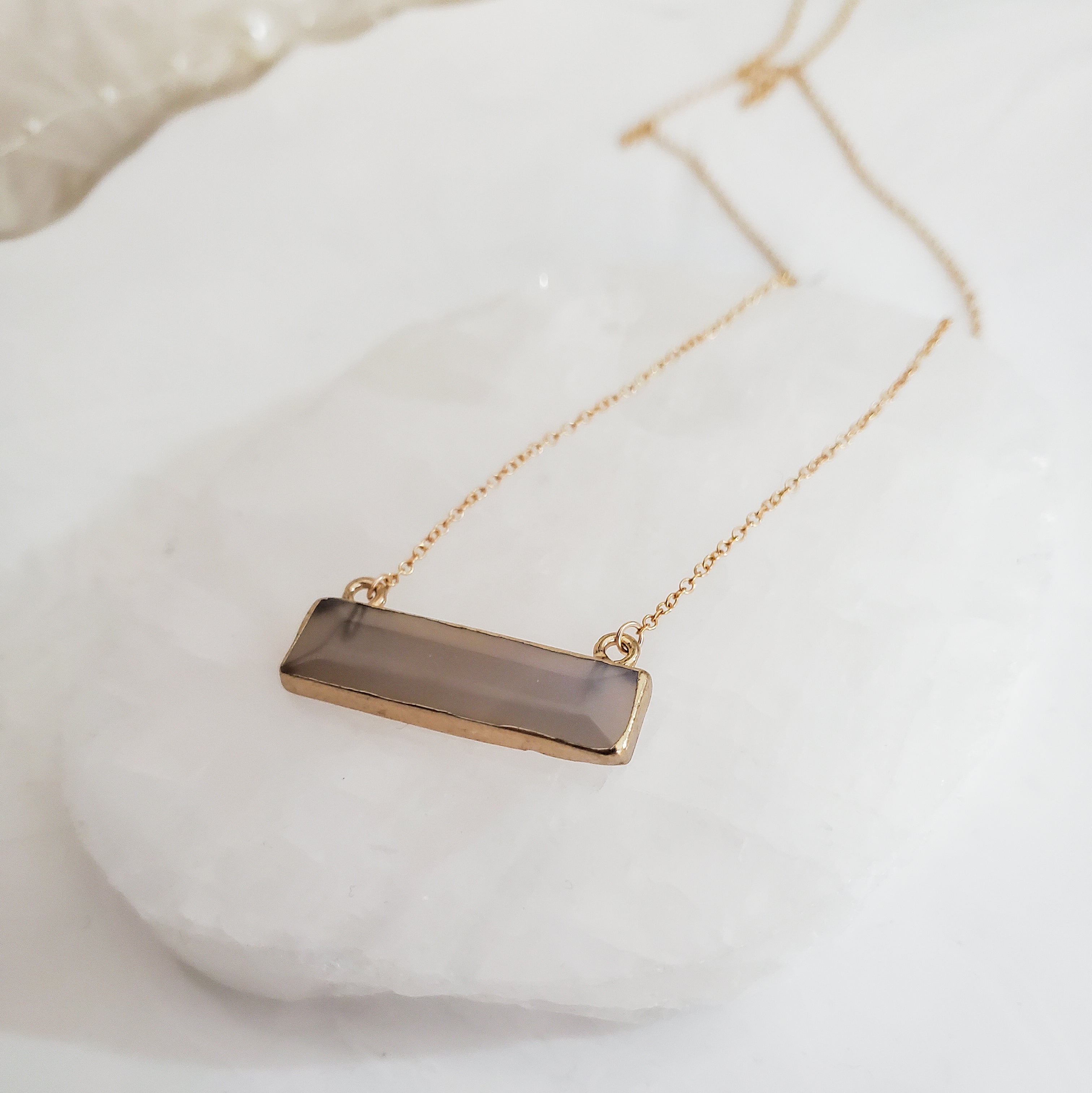 Grey Agate Bar Necklace