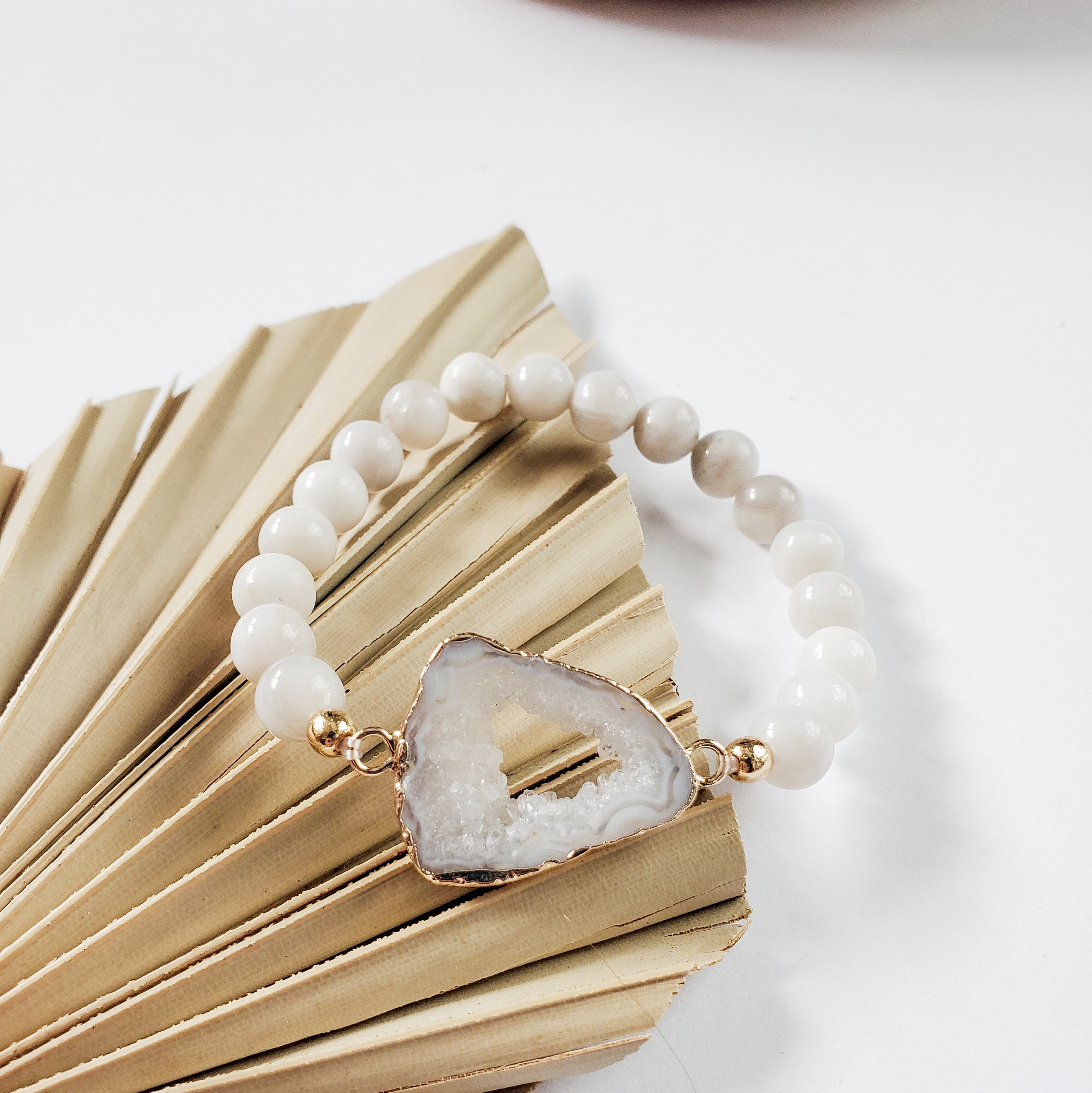 White Lace Agate Connector Bracelet