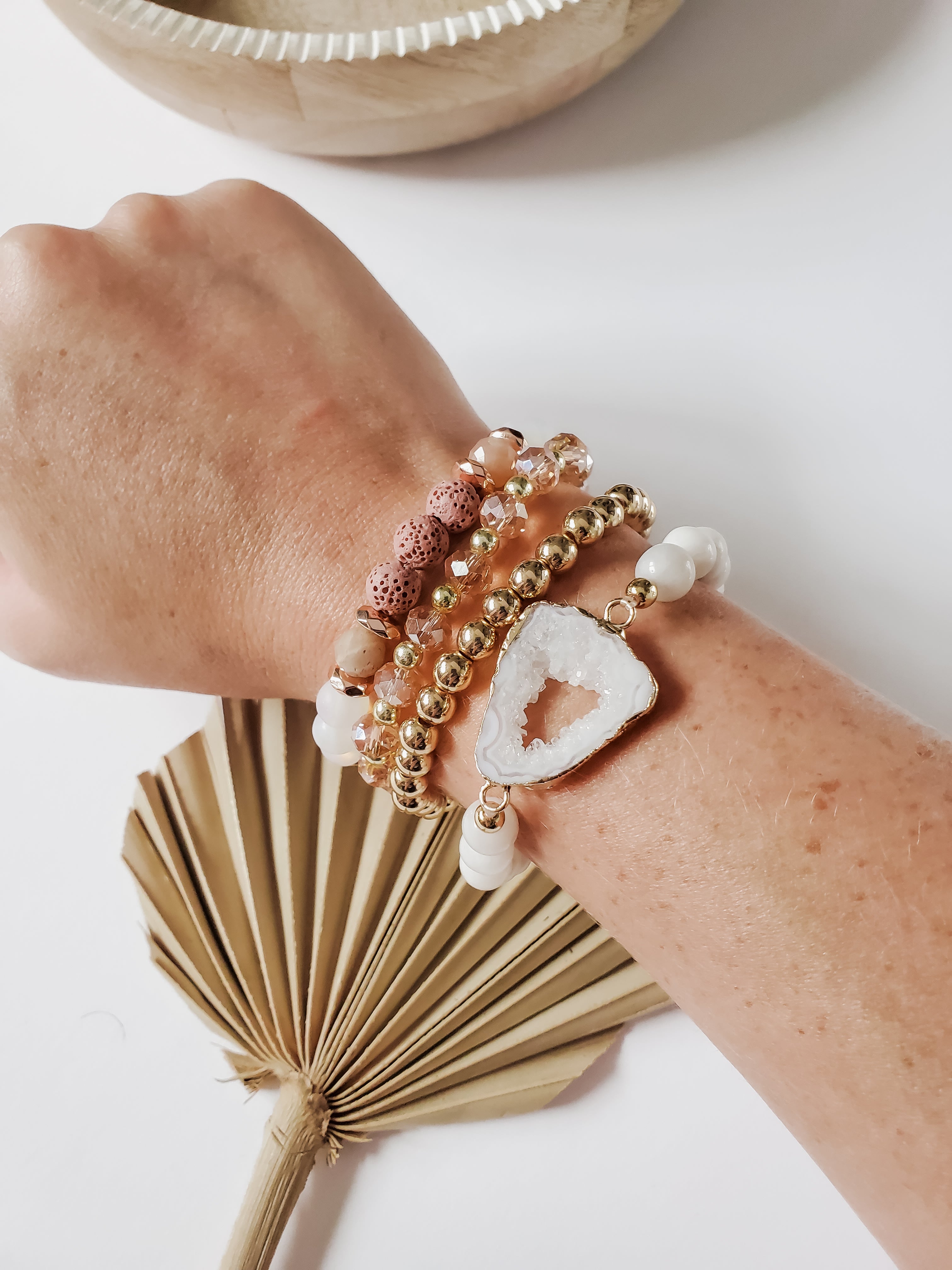 White Lace Agate Connector Bracelet