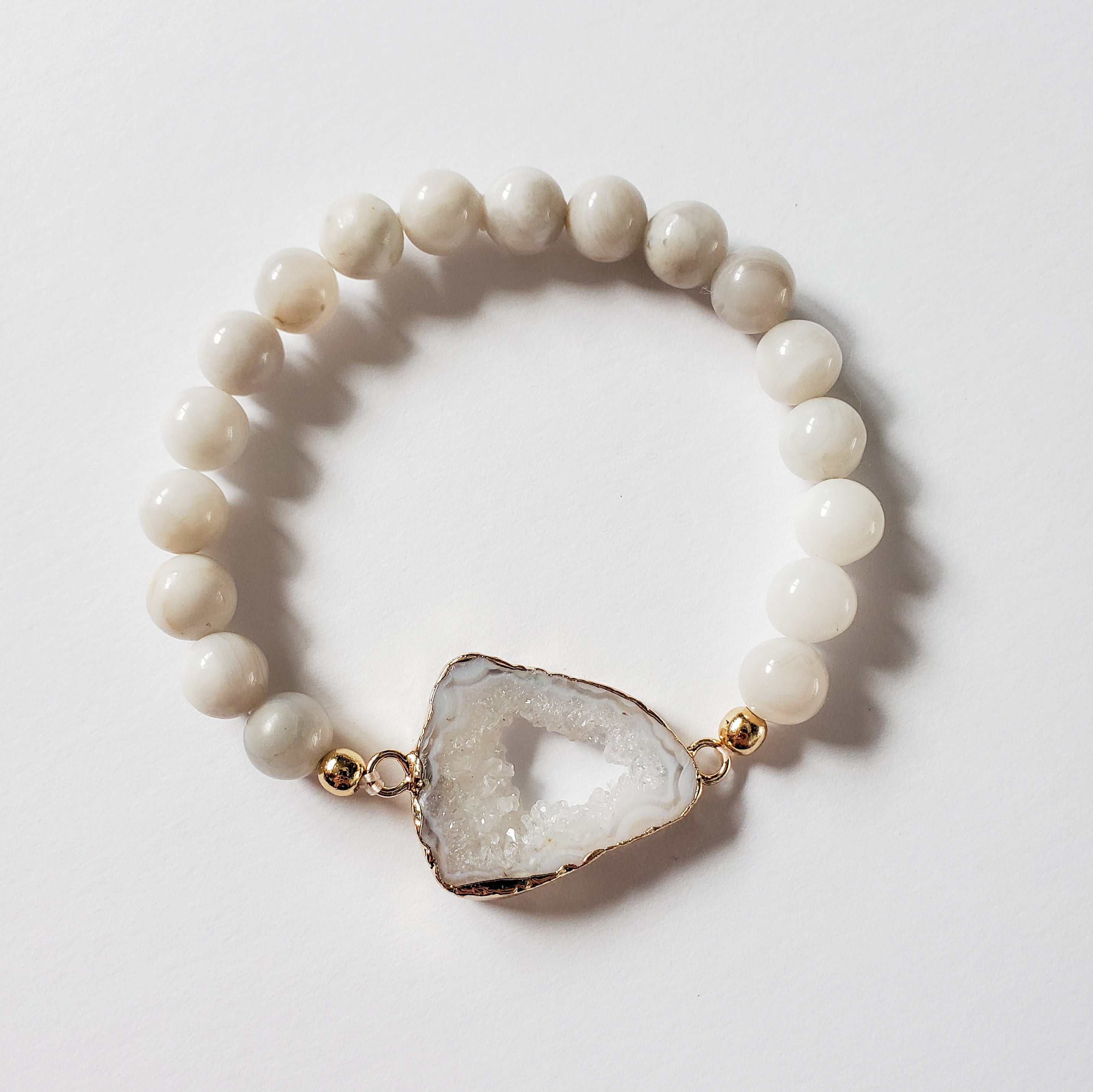 White Lace Agate Connector Bracelet