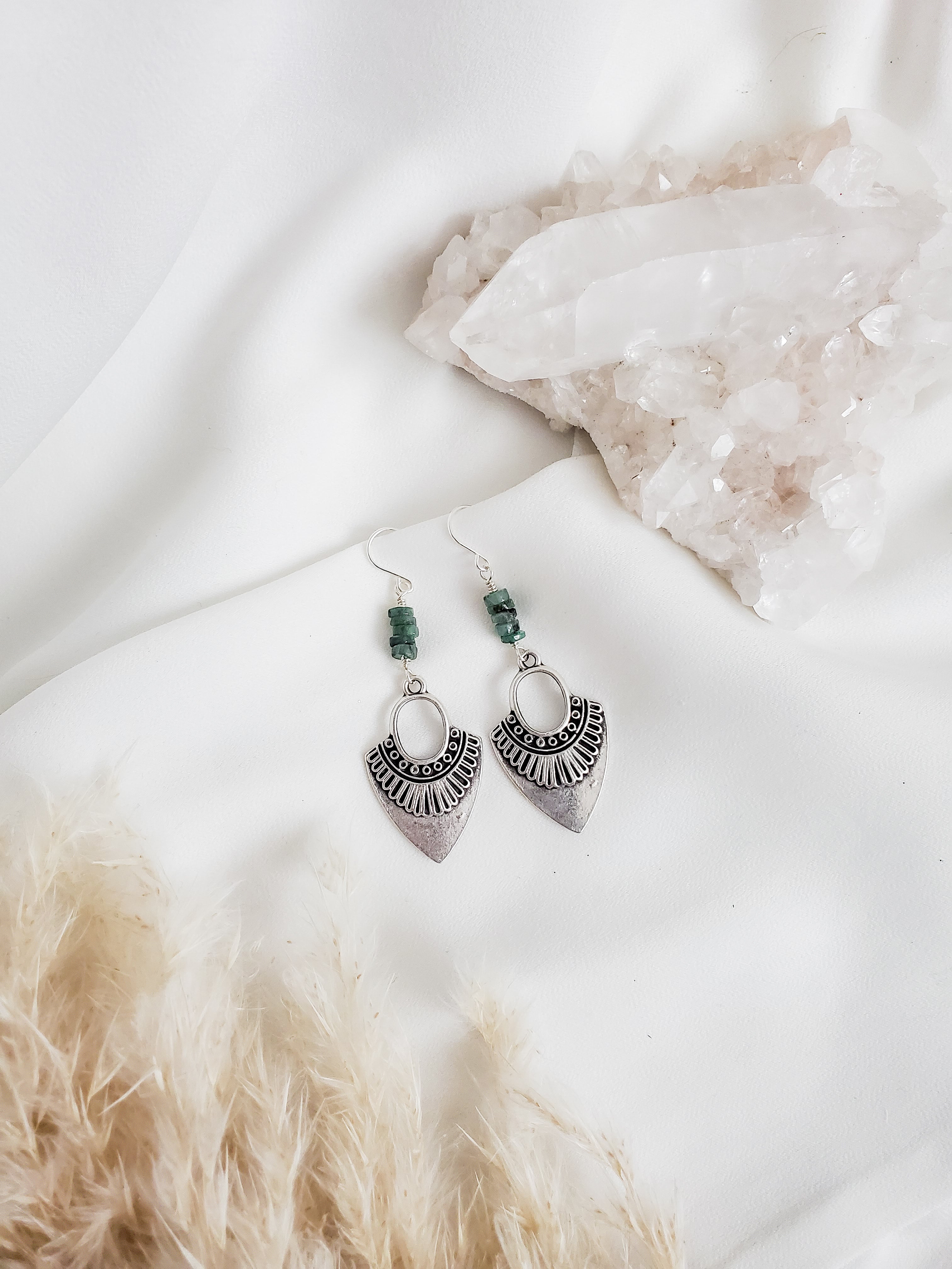 Emerald Arrow Earrings